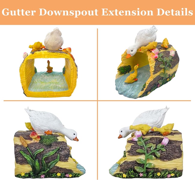 Euiroet Eco-Friendly Duck Statue - Outdoor Decor Sculpture, Garden Animal Statue, Gutter Diverter Rain, Downspout Extender, Splash Block, Decorative Gutter Extension, Ornament, 3"x4" Fit - Image 2
